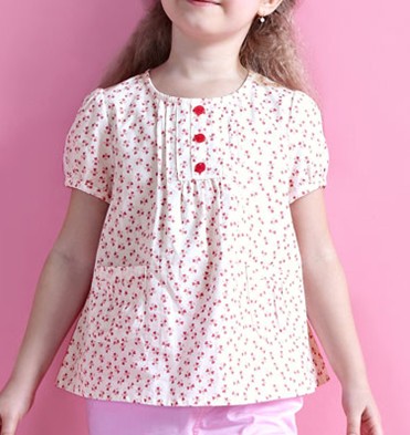 Girl shirt white with red pattern